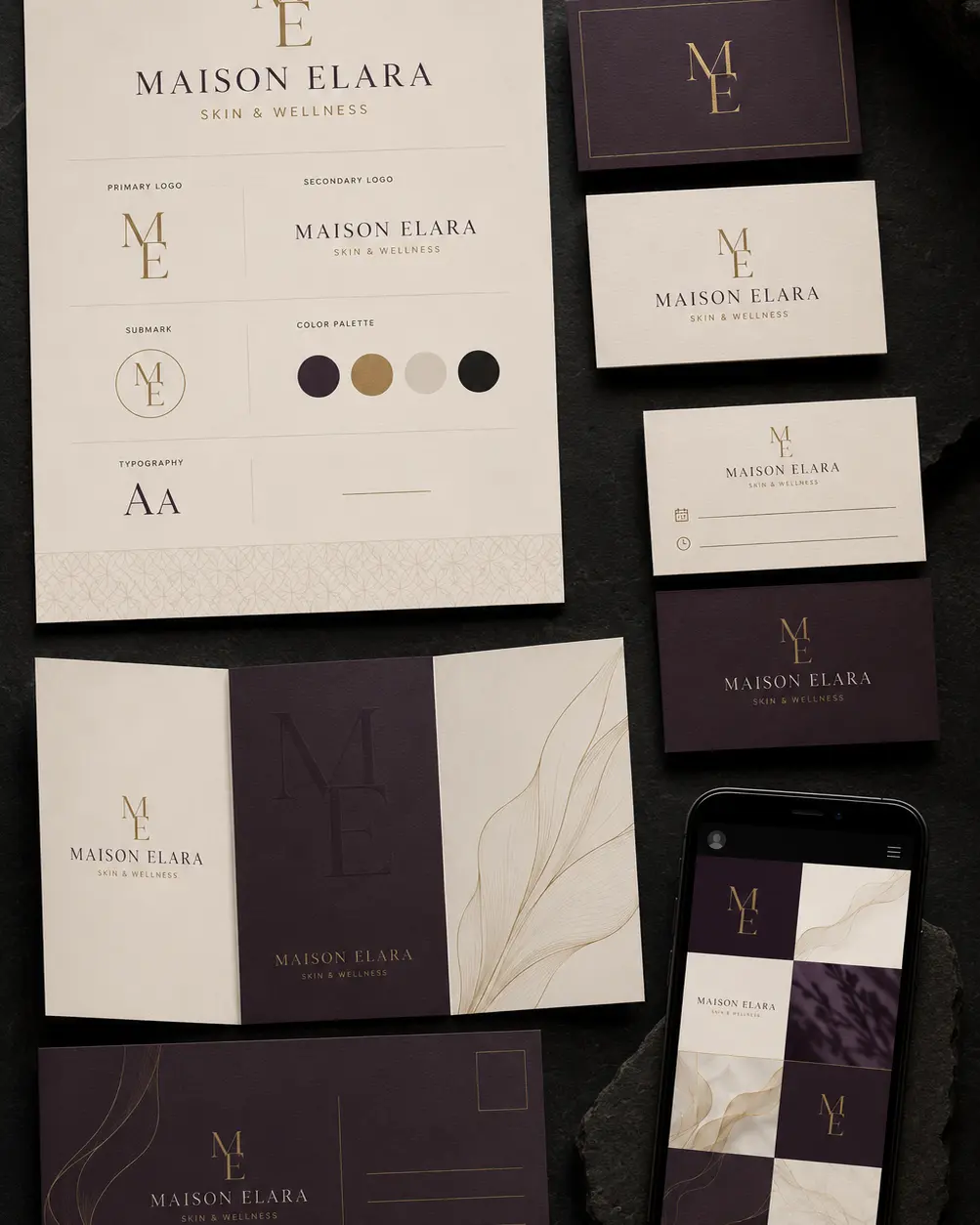 Maison Elara — Brand Identity & Collateral concept mockup
